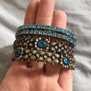 Blue and Gold Bangle Bracelets (2 sets of 2)